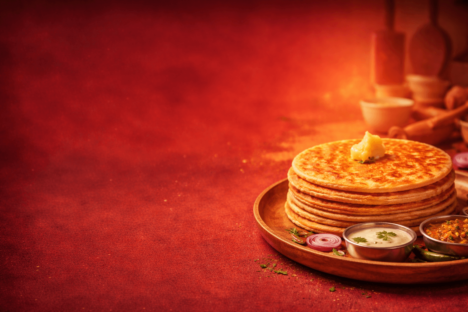 Fresh homemade parathas